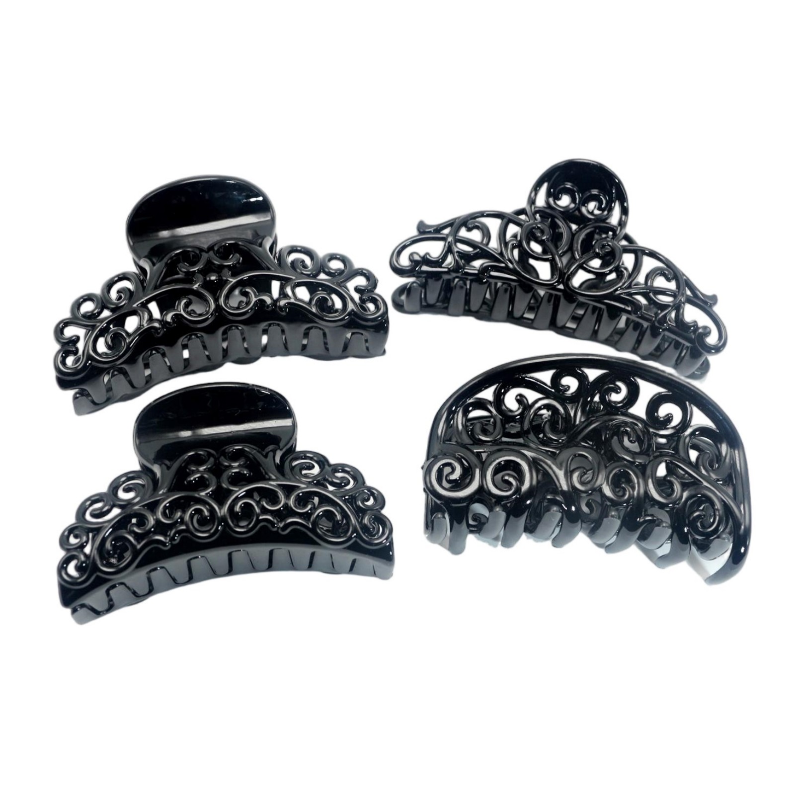 Hair Clip Claw Large - 4 قطع مشابك شعر بلاستيكية سوداء