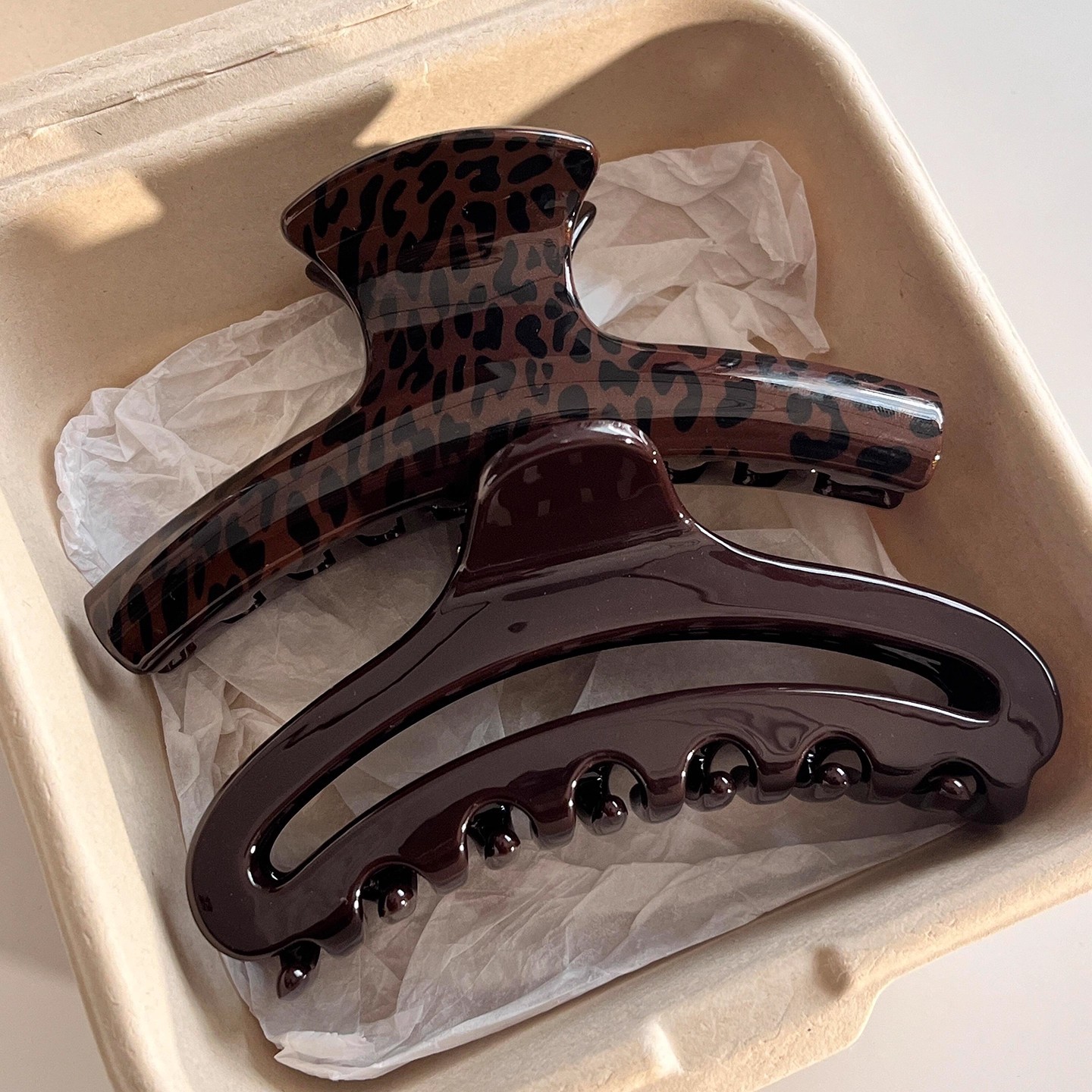 2 قطعة ليوبارد خمر طباعة قوس ا - مراجعة Hair Clip Claw Large وسعره